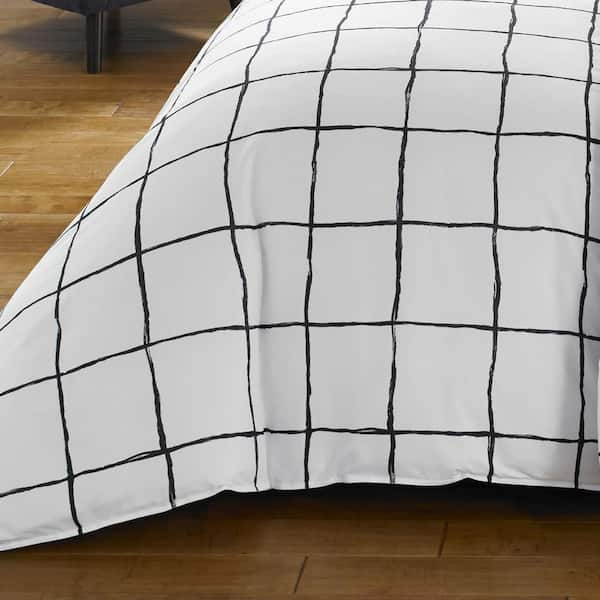 City Scene Zander 3-Piece White Plaid Microfiber Full/Queen