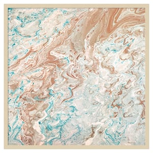 Wild Lagoons Abstract by Marie Elaine Cusson 33 in. W x 33 in. H. Wood Framed Wall Art Print Framed in Brown