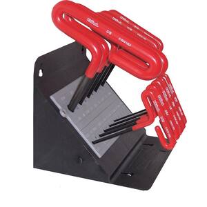 6 in. Series Cushion Grip Hex T-Key Set with Stand Sizes 3/32 in. 3/8 in. (10-Piece)