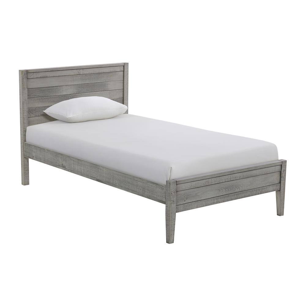 Windsor Driftwood Gray Twin Wood Bed with Headboard and Slats