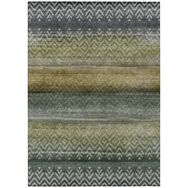 Chantille Machine Washable Indoor/Outdoor Abstract ACN2042 Green 5 ft. x 7 ft. 6 in. Area Rug
