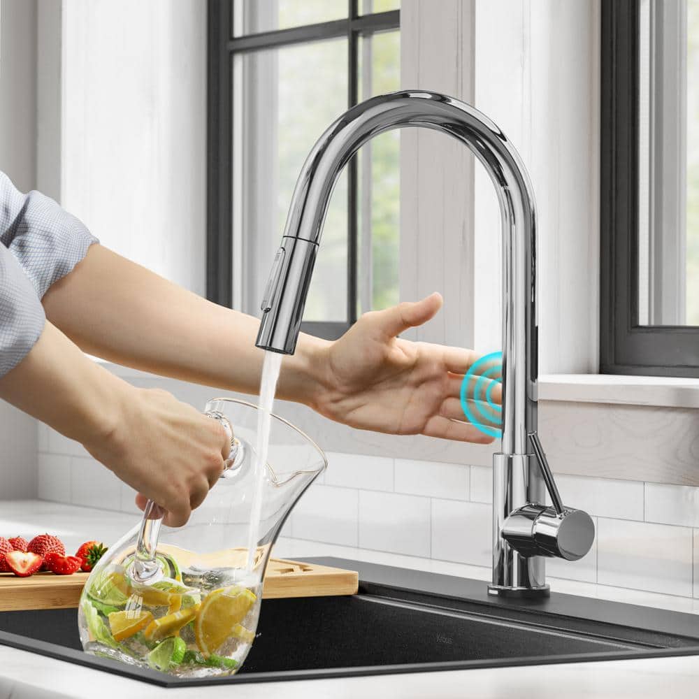 Chrome Touch-Control Single-Handle Pull-Down Kitchen Faucet