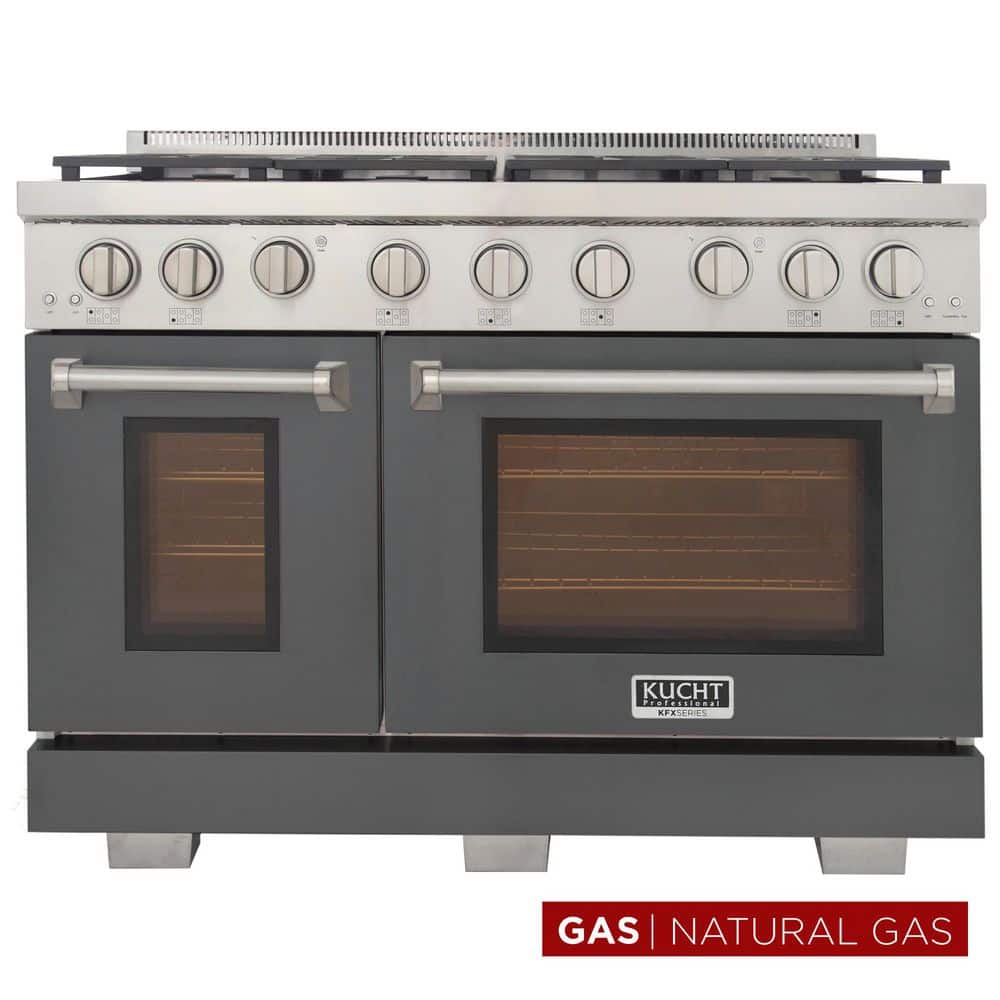 Professional 48 in. 6.7 cu. ft.Double Oven Gas Range 7 Burners Freestanding Natural Gas Range in Grey price history on PriceWatchPro