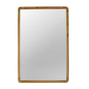 24 in. W x 36 in. H Brown Rectangle Wood Framed Wall Mirror, Farmhouse Wall Decor for Living Room Bedroom Entryway