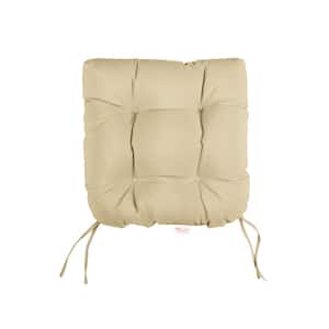Sunbrella Canvas Antique Beige Tufted Chair Cushion Round U-Shaped Back 16 x 16 x 3