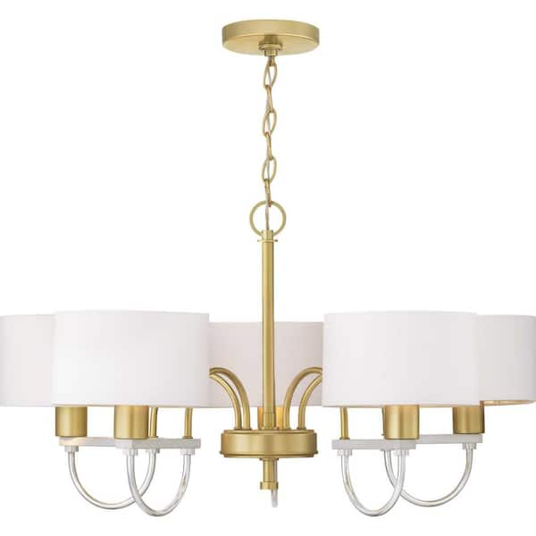 Progress Lighting Rigsby 5-Light Vintage Gold Chandelier with Shade