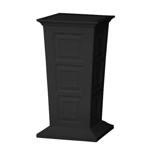 Good Ideas Savannah 16 in. Square Black Poly-Resin Column Planter