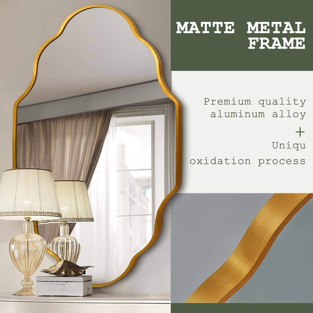 Gold Scalloped Oval Wall Mirror with Aluminum Frame