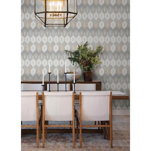 Abilene Neutral Grey Ikat Wallpaper Sample