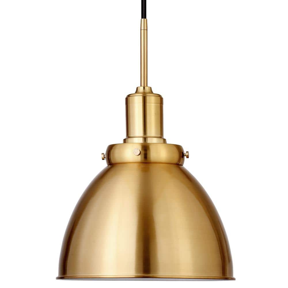 Elegant Madison 12" Brass Bowl Pendant with Polished Nickel Finish