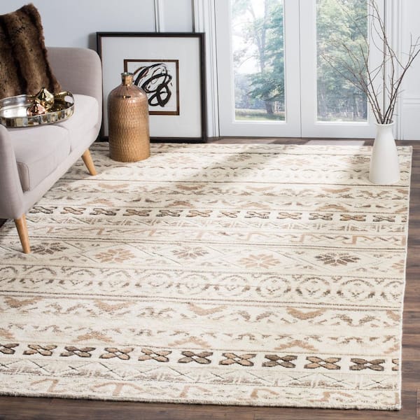 Challe 6 ft. x 9 ft. Natural Striped Geometric Area Rug