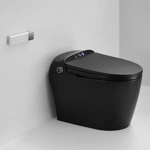 Elongated Bidet Toilet 0.8 GPF in Matte Black with Adjustable Sprayer Settings, Deodorizing, Soft Close