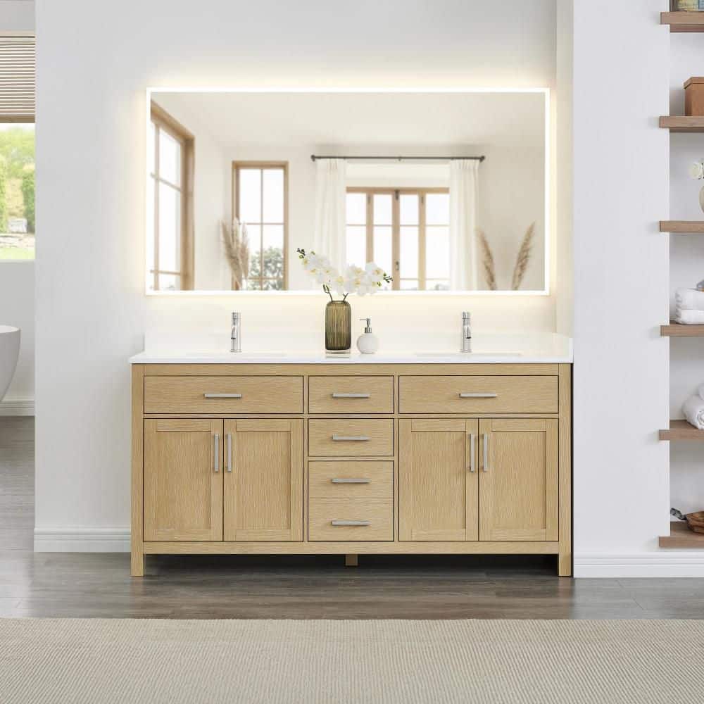 Beckett 72 in. Double Freestanding Whitewashed Oak Bath Vanity with Top price history on PriceWatchPro