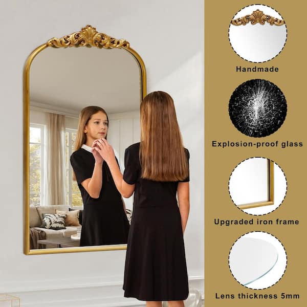 Sxiawe 18.9 in. W x 31.1 in. H Baroque Classic Antique Gold Arched