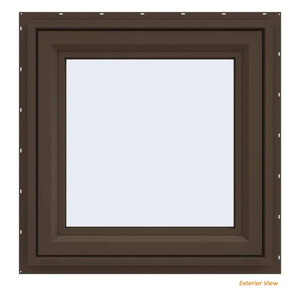 JELD-WEN 23.5 in. x 23.5 in. V-4500 Series Brown Painted Vinyl Awning Window with Fiberglass Mesh Screen
