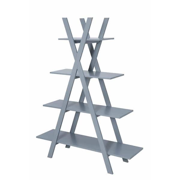 Convenience Concepts Oxford 47.5 in. L x 13 in. W x 59 in. H Gray 4-Shelf A Frame Bookcase