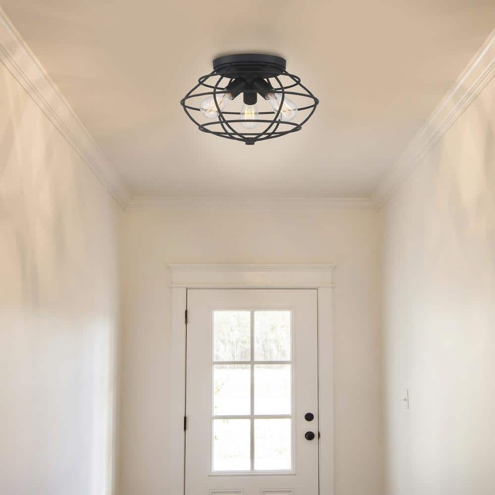 Jax Matte Black 3-Light Flush Mount Ceiling Fixture