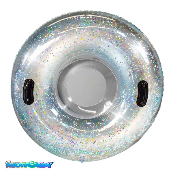 POOLCANDY SnowCandy 42 in. Glitter Inflatable Snow Tube in Silver
