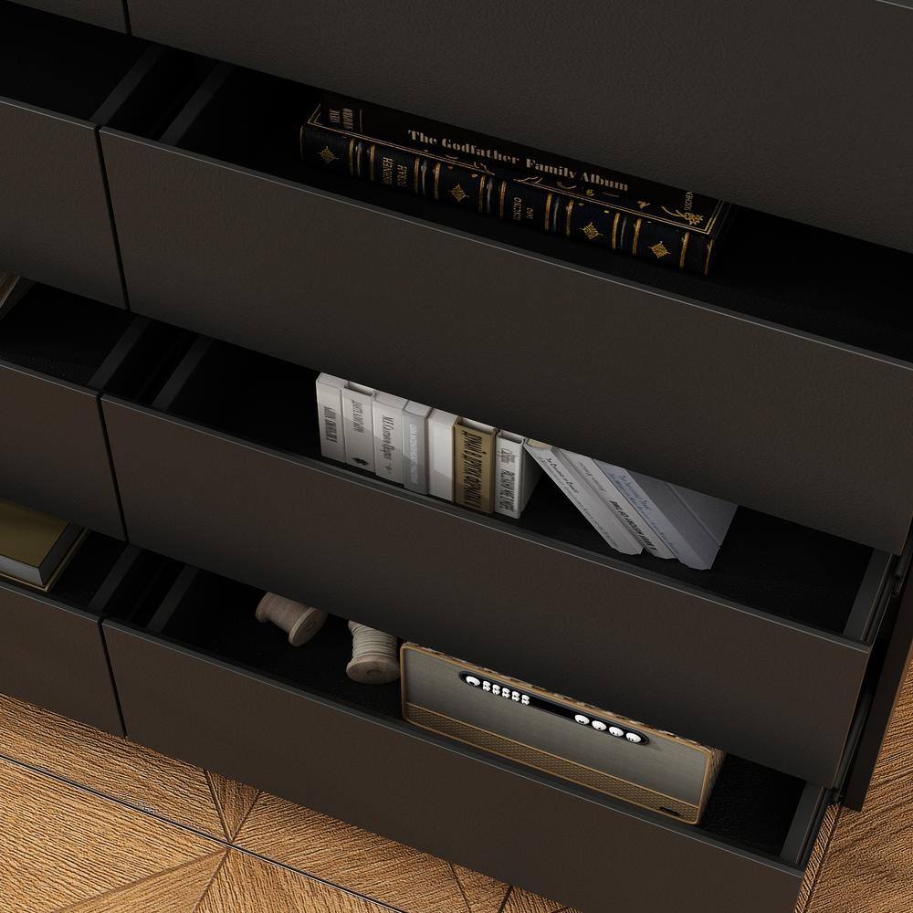 Black 12 Drawers 63 in. W x 32 in. H Wooden Dresser without Mirror, Chest of Drawer, Storage Cabinet for Bedroom Storage - thumbnail 8