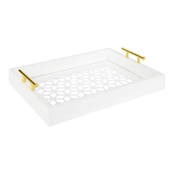 Kate and Laurel Lipton White Decorative Tray 210773 - The Home Depot