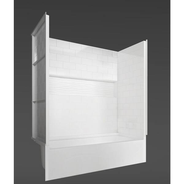 30 in. x 60 in. x 59.5 in. 3-Piece Direct-to-Stud Alcove Tub Surround in White
