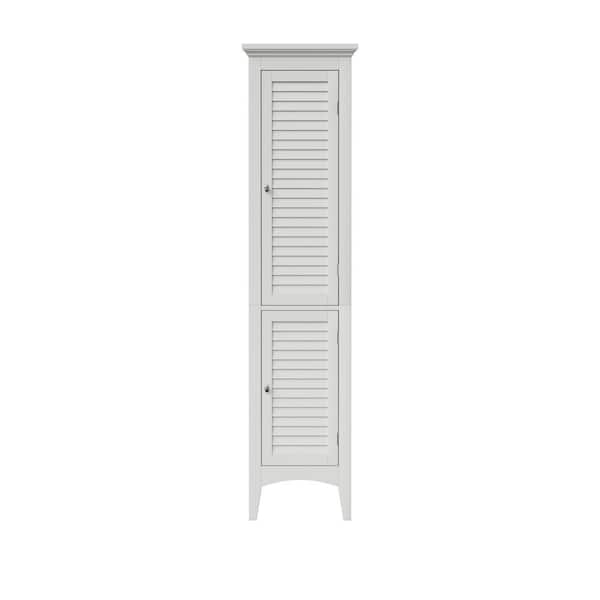 Glancy 15 in. W x 13 in. D x 63 in. H Freestanding Bathroom Storage Slim Linen Cabinet with 2-Shutter Doors in White