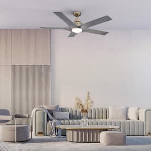Modern 56 in. Indoor Brushed Bronze DC Motor 5-Blade Ceiling Fan with 3000K LED Light and Remote Control