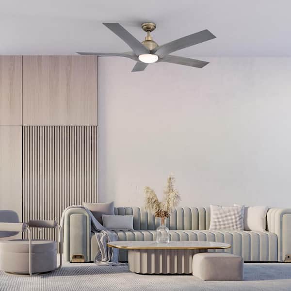 Modern 56 in. Indoor Brushed Bronze DC Motor 5-Blade Ceiling Fan with 3000K LED Light and Remote Control