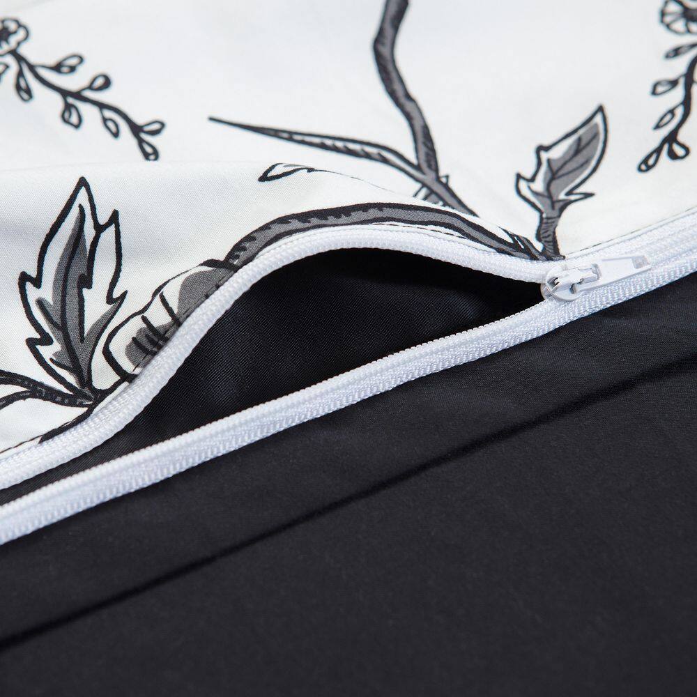 Chanasya Queen Black and White French Toile Microfiber Duvet Cover Set