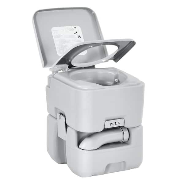 DEXTRUS 5.3 Gal. Portable Camping Toilet with Diagonal Deepened and Enlarged Bowl