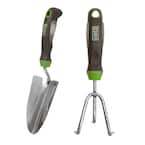 2-Piece Garden Tool Set with Ergo Gel Grip Handles - Hand Trowel and Hand Cultivator