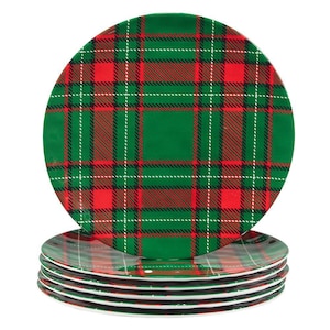 Christmas Plaid Assorted Colors Dinner Plate (Set of 6)