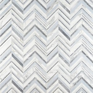 Auburn Blue 4 in. x 0.39 in. Polished Marble Floor and Wall Mosaic Tile Sample