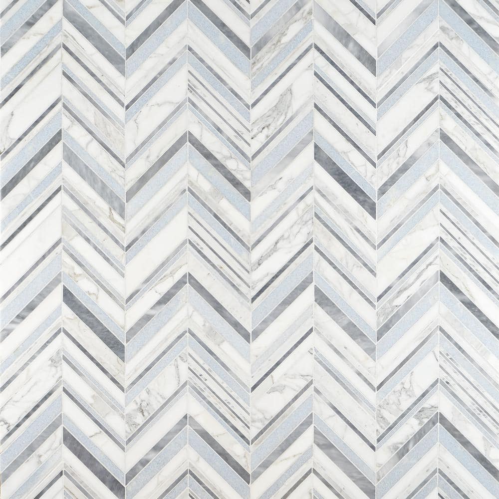 Ivy Hill Tile Auburn Blue 11.33 in. x 12.87 in. Polished Marble Floor and Wall Mosaic Tile (2.02