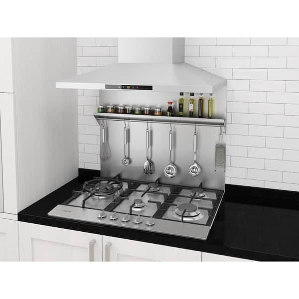 Ancona 30 in. x 30 in. Stainless Steel Backsplash with Shelf and