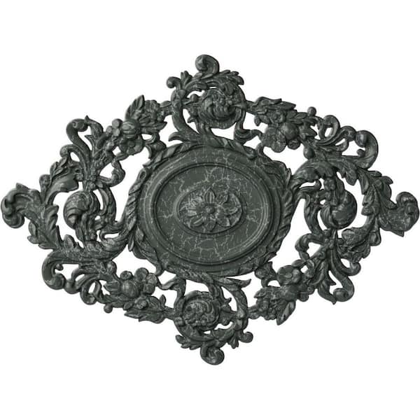 Ekena Millwork 22-1/2" W x 30-3/8" H x 1-1/2" Katheryn Urethane Ceiling Medallion, Athenian Green Crackle