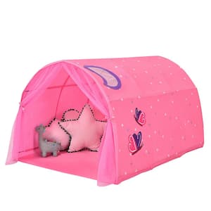 Pink 2-Person Fabric Kids Bed Tent Play Tent with Carry Bag
