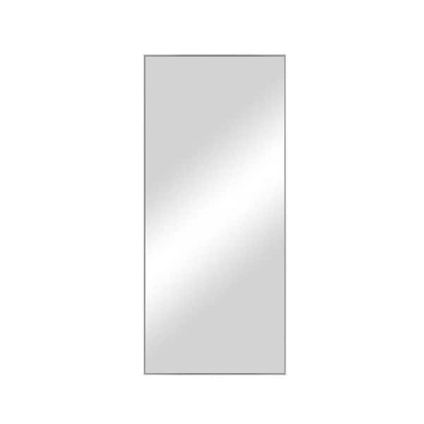 Unbranded 32 in. W x 71 in. H Rectangular Aluminum Framed Wall Mount or Floor Standing Modern Bathroom Vanity Mirror Silver