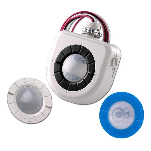 Leviton 480-Volt Passive Infrared Fixture Mount High Bay Occupancy Sensor with 2 Interchangeable Lenses, White OSFHU-C4W
