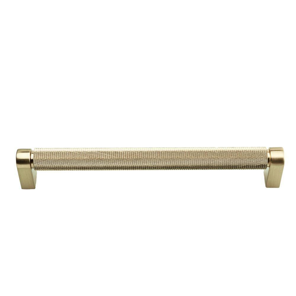 Kent Knurled Satin Brass 7" Bar Pull with Mounting Hardware