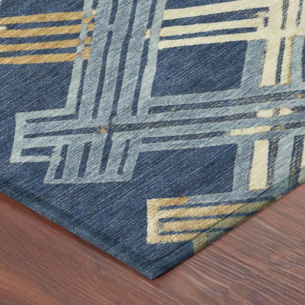 Chantille Machine Washable Indoor/Outdoor Abstract ACN2452 Navy 5 ft. x 7 ft. 6 in. Area Rug