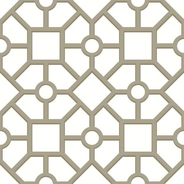 Hedgerow Trellis Taupe/Gold Premium Peel and Stick Wallpaper Roll (Covers 28.18 sq. ft.)