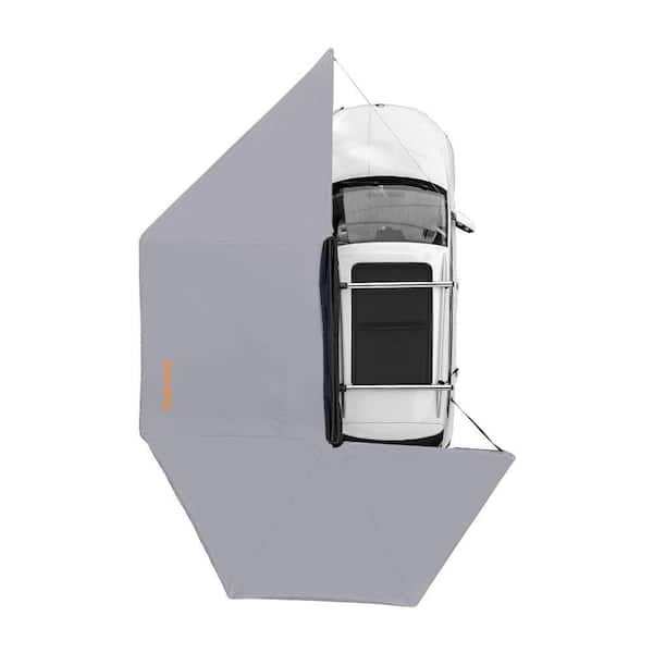 Unbranded 270° Black Freestanding Awning Tent 600D Double-Ripstop Weather Proof with Built-In Pegs, LED Light & Expandable Design