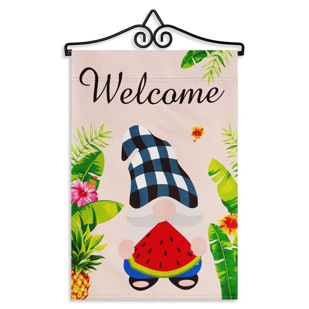 1 ft. x 1.5 ft. Polyester Welcome Gnome with Watermelon Slice 2-Sided Garden Flag with 1.2 ft. Black Iron Hanger price history on PriceWatchPro