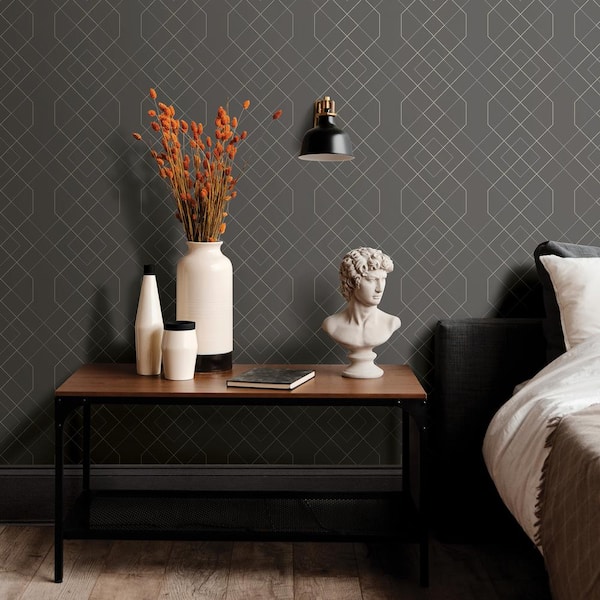 Ballard Grey Geometric Grey Wallpaper Sample