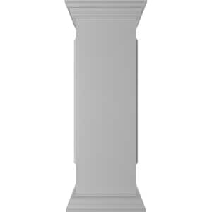 Straight 40 in. x 12 in. White Box Newel Post with Panel, Peaked Capital and Base Trim (Installation Kit Included)