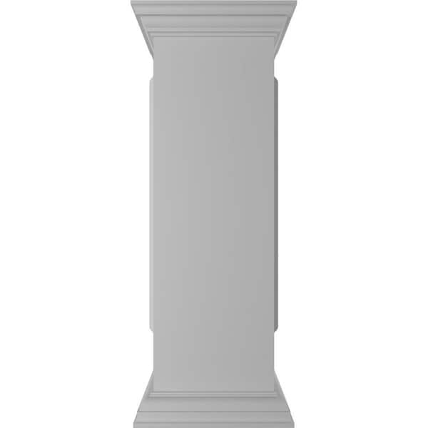 Ekena Millwork Straight 40 in. x 12 in. White Box Newel Post with Panel, Peaked Capital and Base Trim (Installation Kit Included)