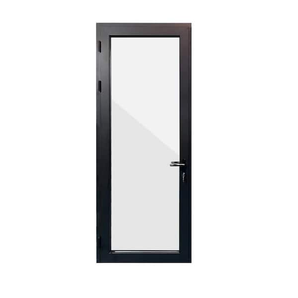 36 in. x 96 in. Mat Black Right Swing/Outswing Aluminum Single Patio Door with Aluminum Frame and Lockset