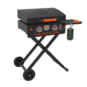 On The Go 22 in. 2-Burner Liquid Propane Outdoor Griddle Flat Top Grill Black with Hood