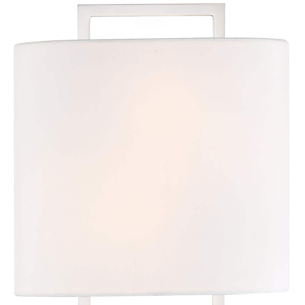 Elegant Polished Nickel 2-Light Sconce with White Silk Shade